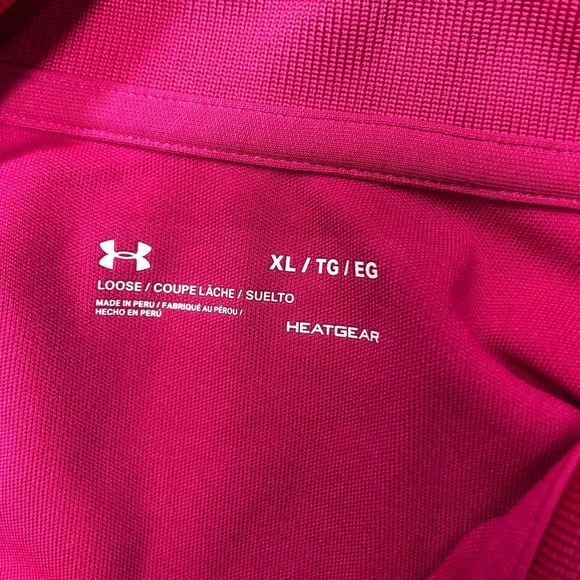 Under Armour Men Short Sleeve Golf Polo Shirt Top Size XL X-Large Pink B244 -21 - Picture 12 of 12
